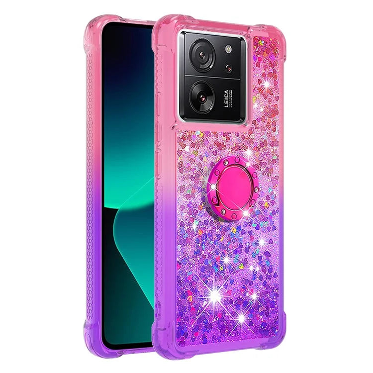 YB Quicksand Series-8 for Xiaomi 13T / 13T Pro / Redmi K60 Ultra Case Floating Sparkle Gradient Kickstand Phone Cover
