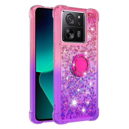 YB Quicksand Series-8 for Xiaomi 13T / 13T Pro / Redmi K60 Ultra Case Floating Sparkle Gradient Kickstand Phone Cover