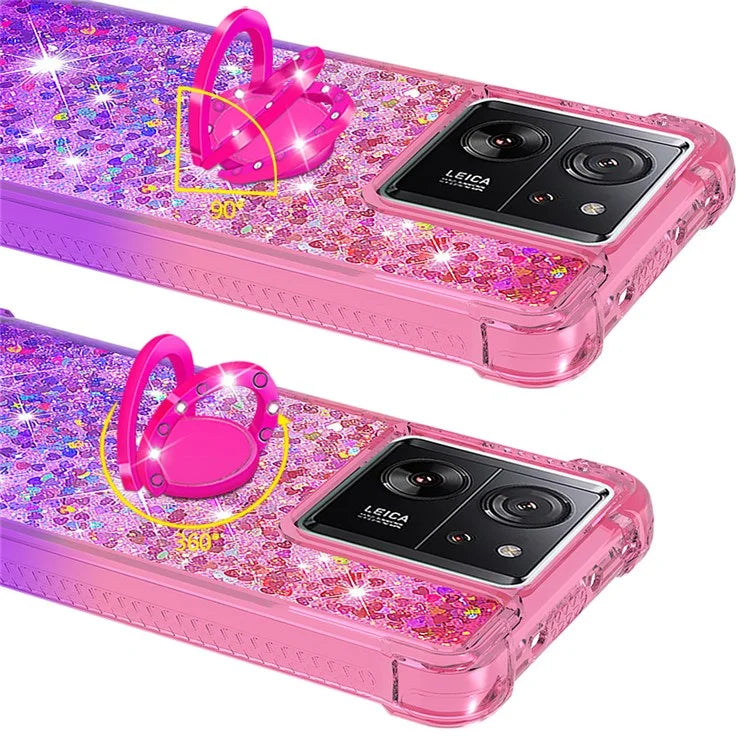 YB Quicksand Series-8 for Xiaomi 13T / 13T Pro / Redmi K60 Ultra Case Floating Sparkle Gradient Kickstand Phone Cover