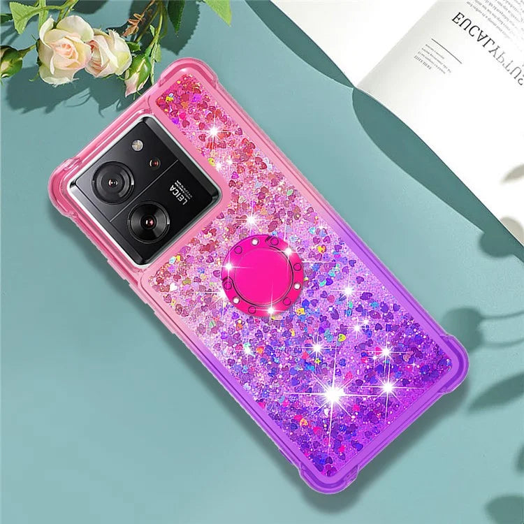YB Quicksand Series-8 for Xiaomi 13T / 13T Pro / Redmi K60 Ultra Case Floating Sparkle Gradient Kickstand Phone Cover