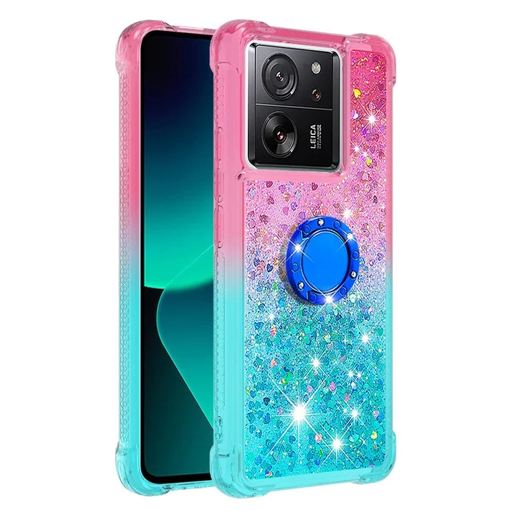 YB Quicksand Series-8 for Xiaomi 13T / 13T Pro / Redmi K60 Ultra Case Floating Sparkle Gradient Kickstand Phone Cover