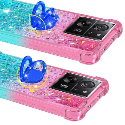 YB Quicksand Series-8 for Xiaomi 13T / 13T Pro / Redmi K60 Ultra Case Floating Sparkle Gradient Kickstand Phone Cover