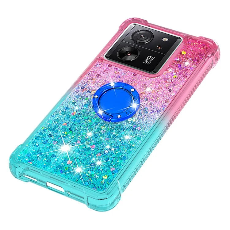 YB Quicksand Series-8 for Xiaomi 13T / 13T Pro / Redmi K60 Ultra Case Floating Sparkle Gradient Kickstand Phone Cover