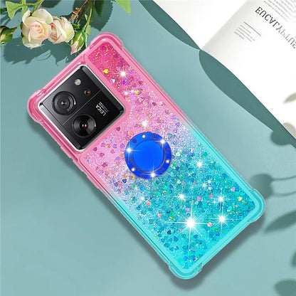 YB Quicksand Series-8 for Xiaomi 13T / 13T Pro / Redmi K60 Ultra Case Floating Sparkle Gradient Kickstand Phone Cover