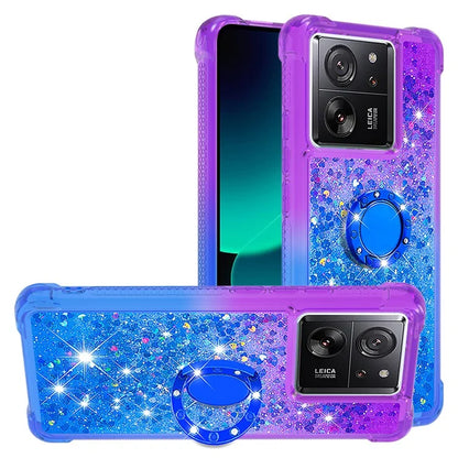 YB Quicksand Series-8 for Xiaomi 13T / 13T Pro / Redmi K60 Ultra Case Floating Sparkle Gradient Kickstand Phone Cover