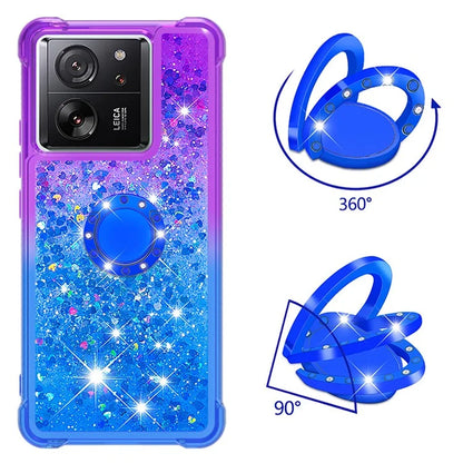 YB Quicksand Series-8 for Xiaomi 13T / 13T Pro / Redmi K60 Ultra Case Floating Sparkle Gradient Kickstand Phone Cover