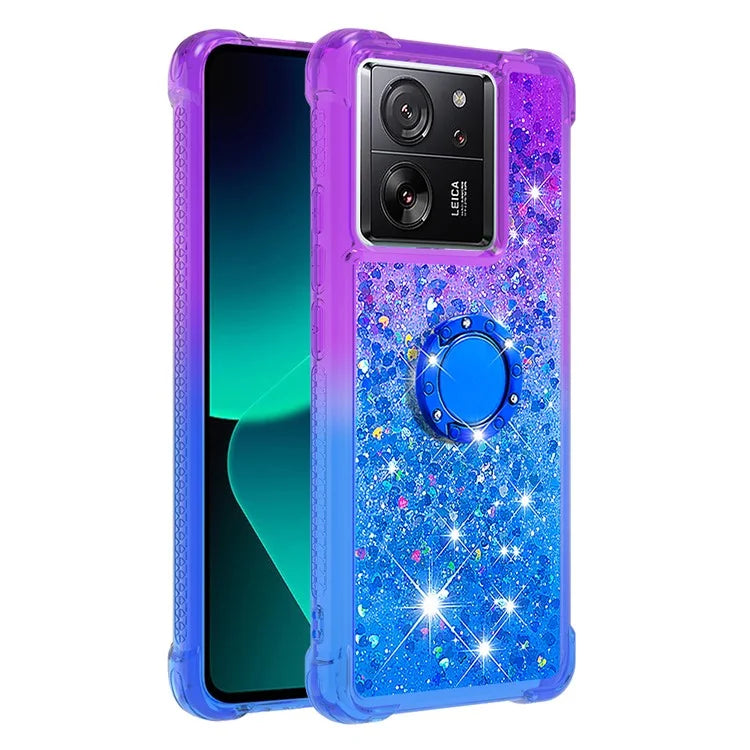 YB Quicksand Series-8 for Xiaomi 13T / 13T Pro / Redmi K60 Ultra Case Floating Sparkle Gradient Kickstand Phone Cover