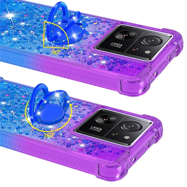 YB Quicksand Series-8 for Xiaomi 13T / 13T Pro / Redmi K60 Ultra Case Floating Sparkle Gradient Kickstand Phone Cover