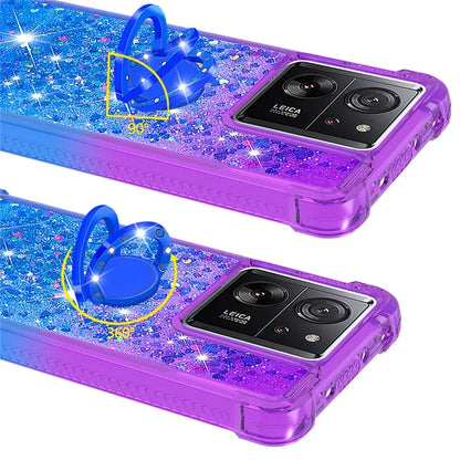 YB Quicksand Series-8 for Xiaomi 13T / 13T Pro / Redmi K60 Ultra Case Floating Sparkle Gradient Kickstand Phone Cover