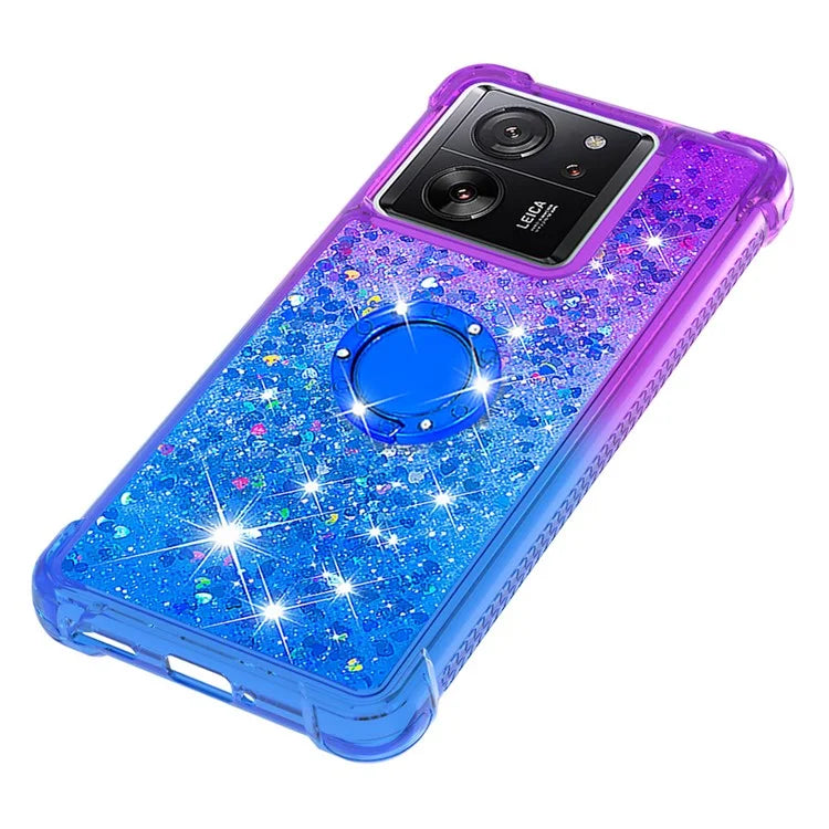 YB Quicksand Series-8 for Xiaomi 13T / 13T Pro / Redmi K60 Ultra Case Floating Sparkle Gradient Kickstand Phone Cover