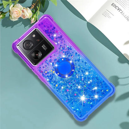 YB Quicksand Series-8 for Xiaomi 13T / 13T Pro / Redmi K60 Ultra Case Floating Sparkle Gradient Kickstand Phone Cover