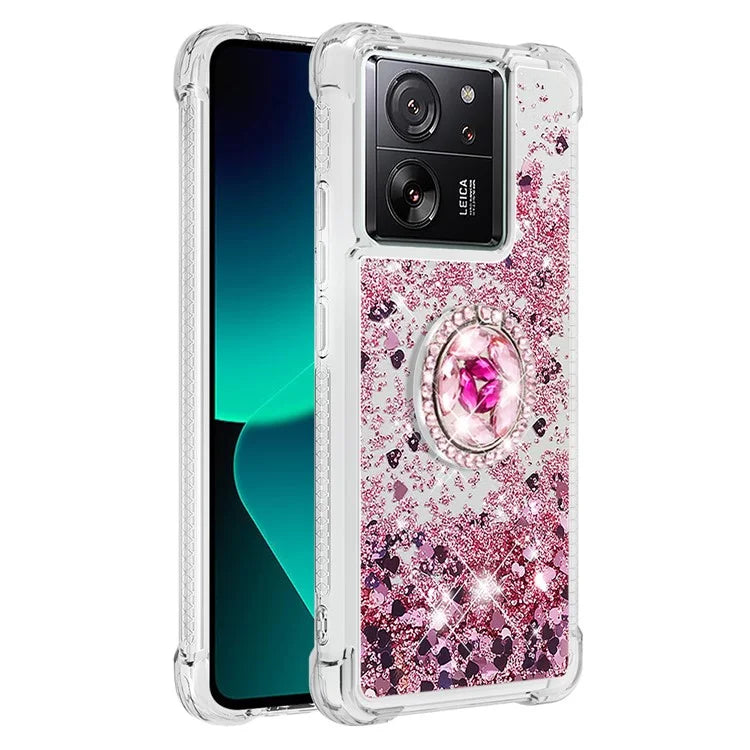 YB Quicksand Series-7 for Xiaomi 13T / 13T Pro / Redmi K60 Ultra Case Liquid Sparkle Kickstand Phone Cover