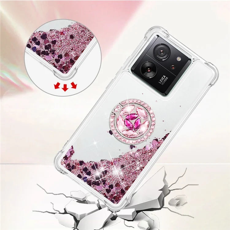 YB Quicksand Series-7 for Xiaomi 13T / 13T Pro / Redmi K60 Ultra Case Liquid Sparkle Kickstand Phone Cover