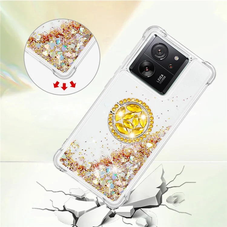 YB Quicksand Series-7 for Xiaomi 13T / 13T Pro / Redmi K60 Ultra Case Liquid Sparkle Kickstand Phone Cover