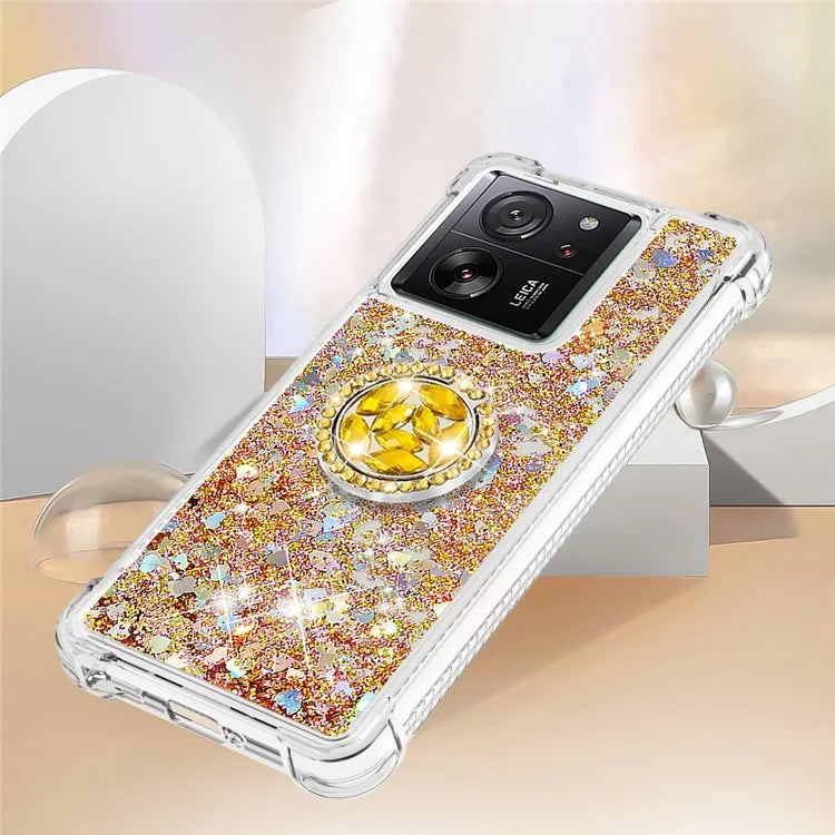 YB Quicksand Series-7 for Xiaomi 13T / 13T Pro / Redmi K60 Ultra Case Liquid Sparkle Kickstand Phone Cover