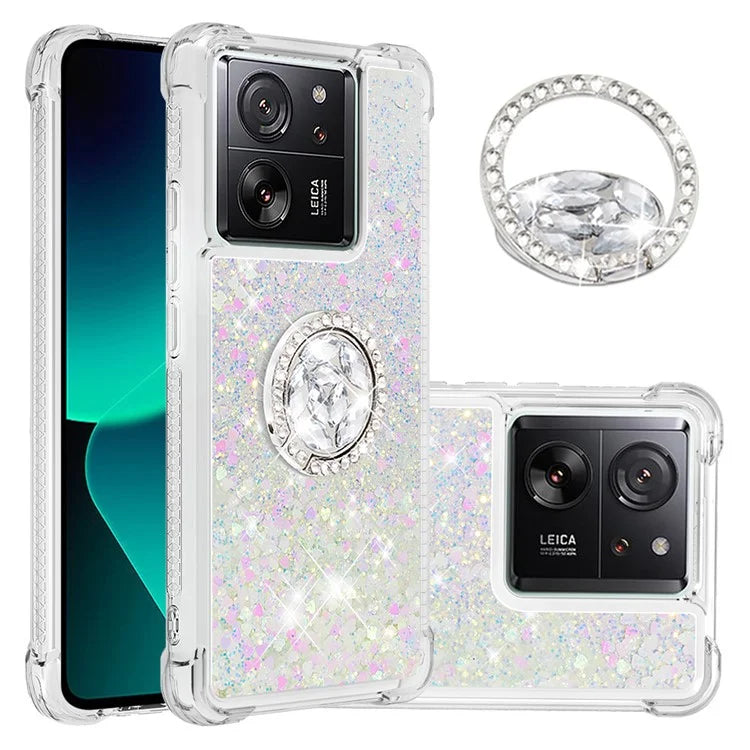 YB Quicksand Series-7 for Xiaomi 13T / 13T Pro / Redmi K60 Ultra Case Liquid Sparkle Kickstand Phone Cover
