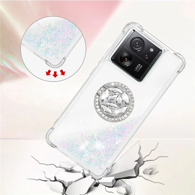 YB Quicksand Series-7 for Xiaomi 13T / 13T Pro / Redmi K60 Ultra Case Liquid Sparkle Kickstand Phone Cover