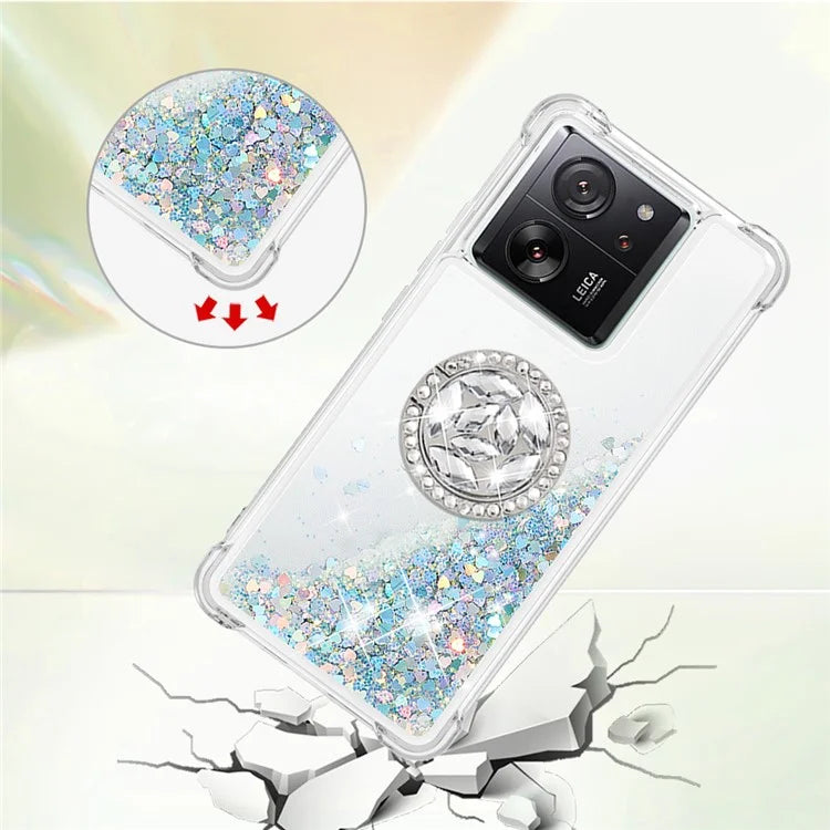 YB Quicksand Series-7 for Xiaomi 13T / 13T Pro / Redmi K60 Ultra Case Liquid Sparkle Kickstand Phone Cover