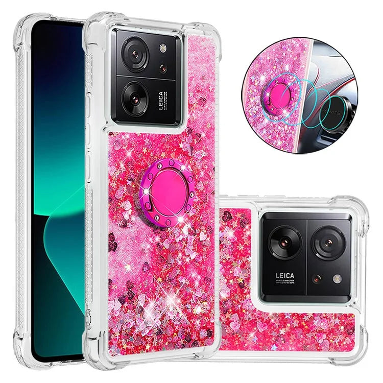 YB Quicksand Series-7 for Xiaomi 13T / 13T Pro / Redmi K60 Ultra Case Liquid Sparkle Kickstand Phone Cover