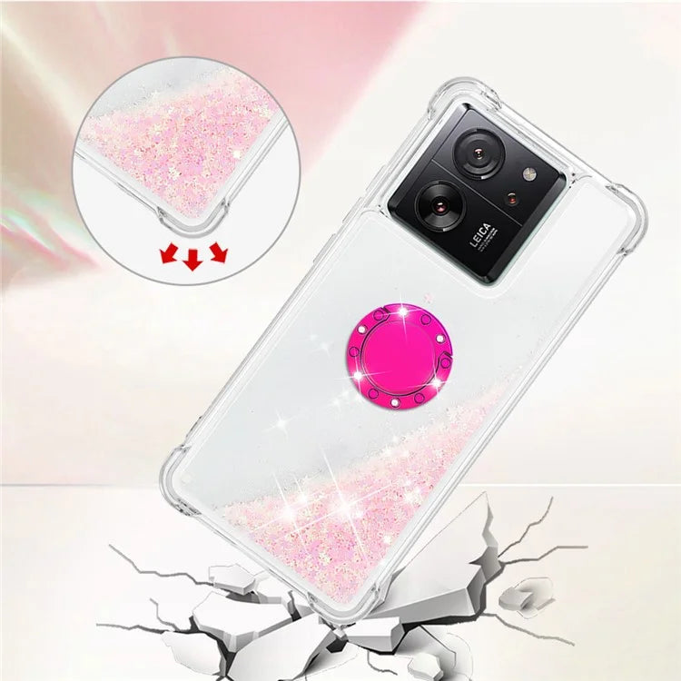YB Quicksand Series-7 for Xiaomi 13T / 13T Pro / Redmi K60 Ultra Case Liquid Sparkle Kickstand Phone Cover