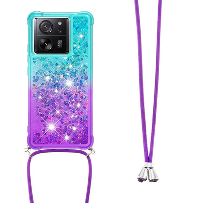YB Quicksand Series-6 for Xiaomi 13T / 13T Pro / Redmi K60 Ultra Case Gradient Liquid Phone Cover with Lanyard