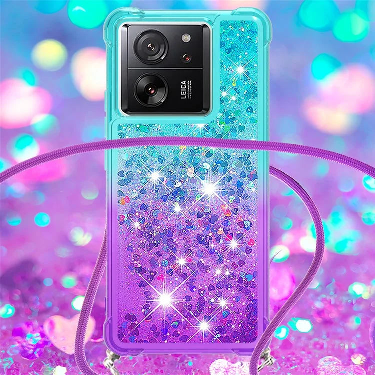 YB Quicksand Series-6 for Xiaomi 13T / 13T Pro / Redmi K60 Ultra Case Gradient Liquid Phone Cover with Lanyard