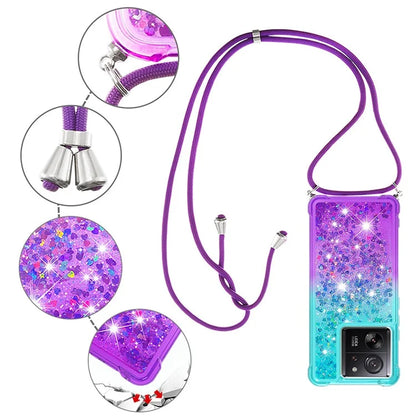 YB Quicksand Series-6 for Xiaomi 13T / 13T Pro / Redmi K60 Ultra Case Gradient Liquid Phone Cover with Lanyard