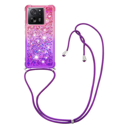 YB Quicksand Series-6 for Xiaomi 13T / 13T Pro / Redmi K60 Ultra Case Gradient Liquid Phone Cover with Lanyard