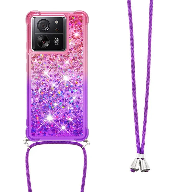 YB Quicksand Series-6 for Xiaomi 13T / 13T Pro / Redmi K60 Ultra Case Gradient Liquid Phone Cover with Lanyard