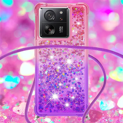 YB Quicksand Series-6 for Xiaomi 13T / 13T Pro / Redmi K60 Ultra Case Gradient Liquid Phone Cover with Lanyard