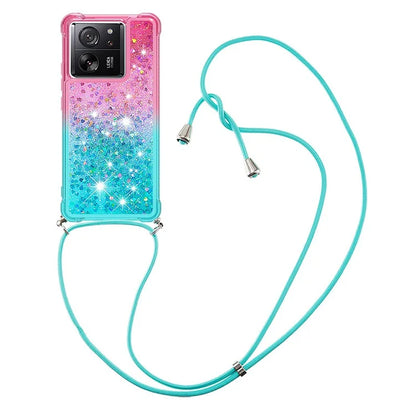 YB Quicksand Series-6 for Xiaomi 13T / 13T Pro / Redmi K60 Ultra Case Gradient Liquid Phone Cover with Lanyard