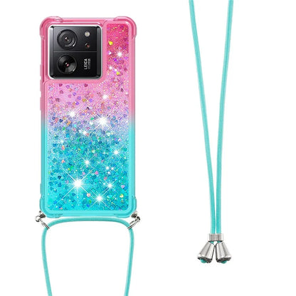 YB Quicksand Series-6 for Xiaomi 13T / 13T Pro / Redmi K60 Ultra Case Gradient Liquid Phone Cover with Lanyard