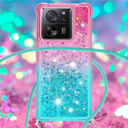 YB Quicksand Series-6 for Xiaomi 13T / 13T Pro / Redmi K60 Ultra Case Gradient Liquid Phone Cover with Lanyard