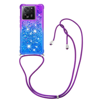 YB Quicksand Series-6 for Xiaomi 13T / 13T Pro / Redmi K60 Ultra Case Gradient Liquid Phone Cover with Lanyard