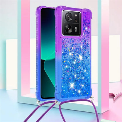 YB Quicksand Series-6 for Xiaomi 13T / 13T Pro / Redmi K60 Ultra Case Gradient Liquid Phone Cover with Lanyard