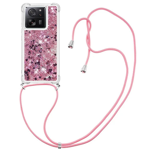 YB Quicksand Series-4 for Xiaomi 13T / 13T Pro / Redmi K60 Ultra Case Waterfall TPU Phone Cover with Lanyard