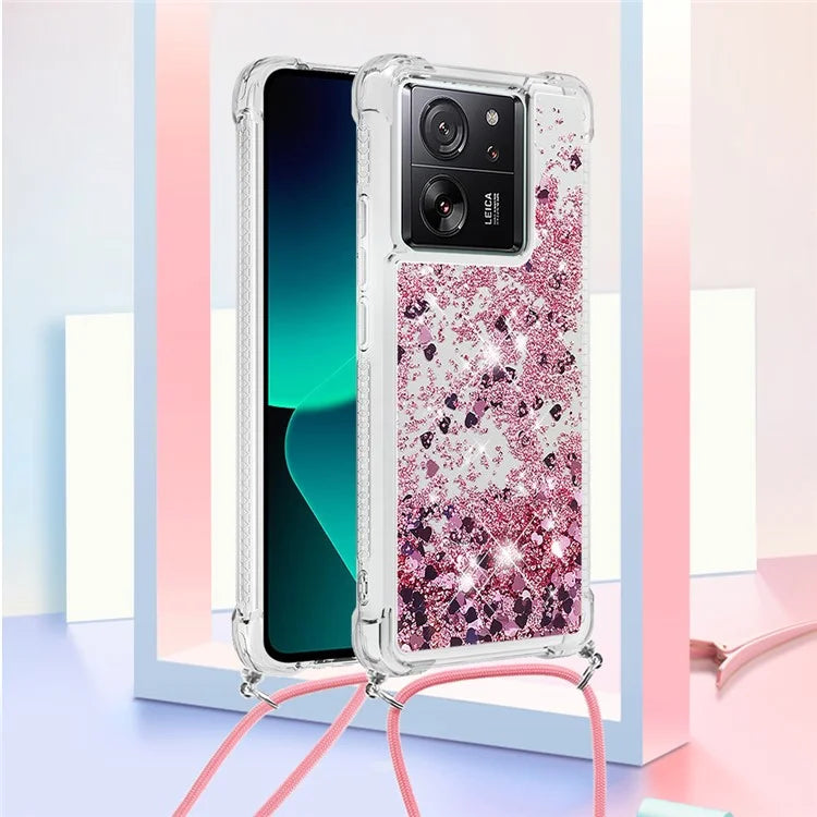 YB Quicksand Series-4 for Xiaomi 13T / 13T Pro / Redmi K60 Ultra Case Waterfall TPU Phone Cover with Lanyard
