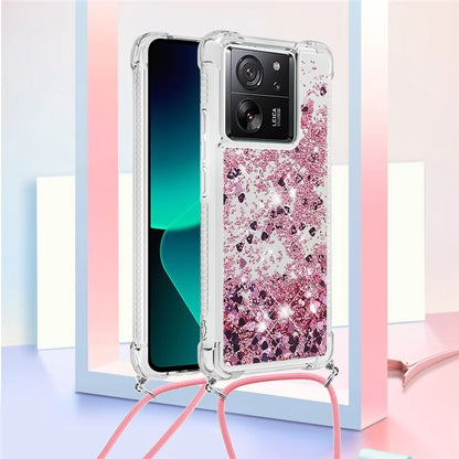 YB Quicksand Series-4 for Xiaomi 13T / 13T Pro / Redmi K60 Ultra Case Waterfall TPU Phone Cover with Lanyard