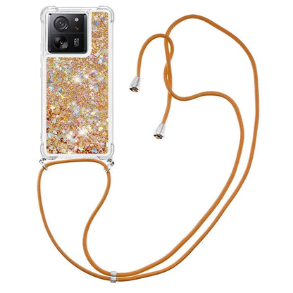 YB Quicksand Series-4 for Xiaomi 13T / 13T Pro / Redmi K60 Ultra Case Waterfall TPU Phone Cover with Lanyard