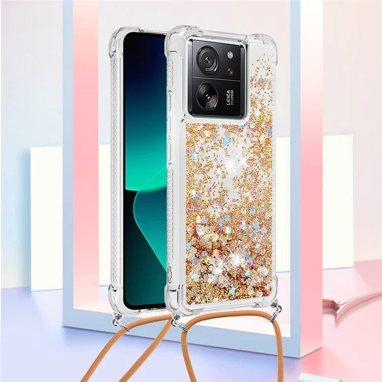 YB Quicksand Series-4 for Xiaomi 13T / 13T Pro / Redmi K60 Ultra Case Waterfall TPU Phone Cover with Lanyard
