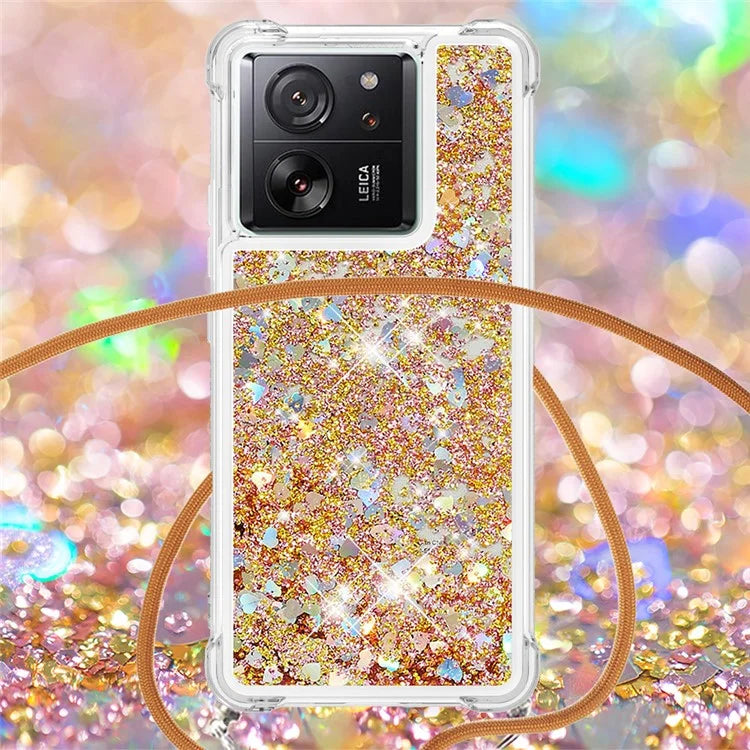 YB Quicksand Series-4 for Xiaomi 13T / 13T Pro / Redmi K60 Ultra Case Waterfall TPU Phone Cover with Lanyard