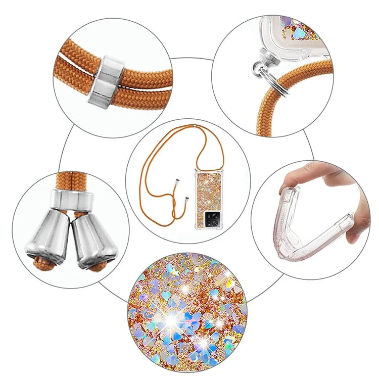 YB Quicksand Series-4 for Xiaomi 13T / 13T Pro / Redmi K60 Ultra Case Waterfall TPU Phone Cover with Lanyard