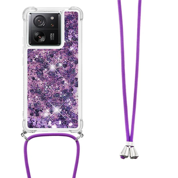 YB Quicksand Series-4 for Xiaomi 13T / 13T Pro / Redmi K60 Ultra Case Waterfall TPU Phone Cover with Lanyard
