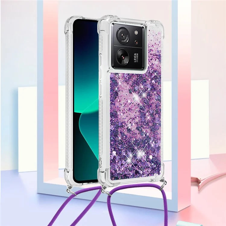 YB Quicksand Series-4 for Xiaomi 13T / 13T Pro / Redmi K60 Ultra Case Waterfall TPU Phone Cover with Lanyard