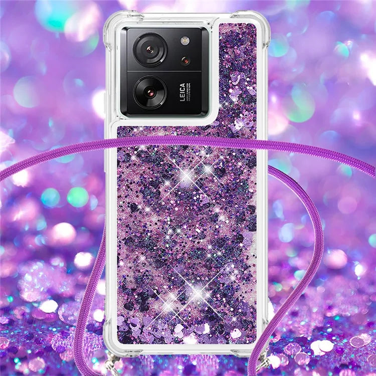 YB Quicksand Series-4 for Xiaomi 13T / 13T Pro / Redmi K60 Ultra Case Waterfall TPU Phone Cover with Lanyard