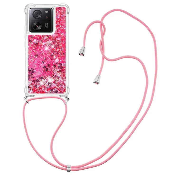 YB Quicksand Series-4 for Xiaomi 13T / 13T Pro / Redmi K60 Ultra Case Waterfall TPU Phone Cover with Lanyard