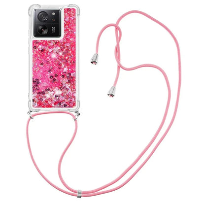 YB Quicksand Series-4 for Xiaomi 13T / 13T Pro / Redmi K60 Ultra Case Waterfall TPU Phone Cover with Lanyard