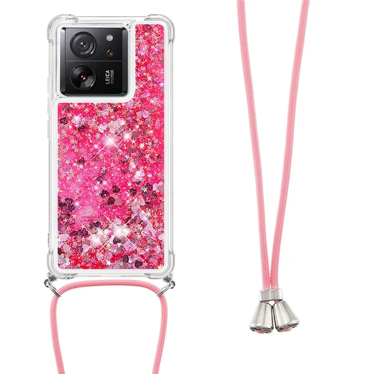 YB Quicksand Series-4 for Xiaomi 13T / 13T Pro / Redmi K60 Ultra Case Waterfall TPU Phone Cover with Lanyard