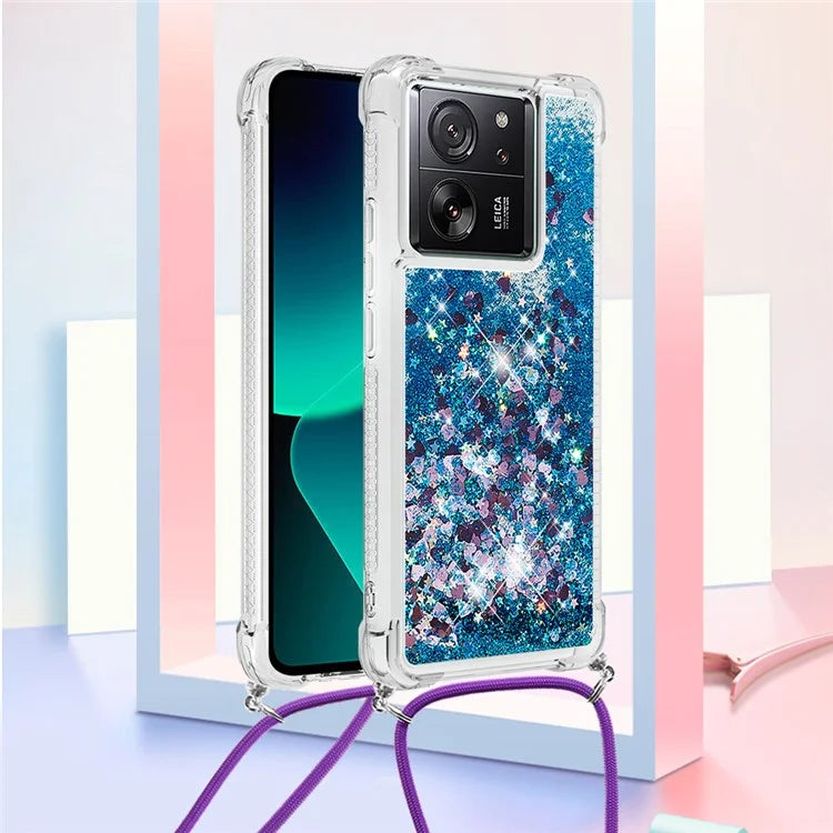 YB Quicksand Series-4 for Xiaomi 13T / 13T Pro / Redmi K60 Ultra Case Waterfall TPU Phone Cover with Lanyard