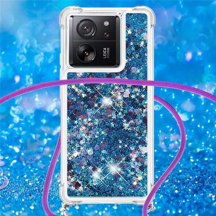 YB Quicksand Series-4 for Xiaomi 13T / 13T Pro / Redmi K60 Ultra Case Waterfall TPU Phone Cover with Lanyard